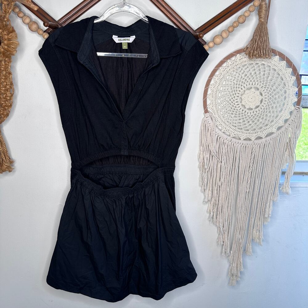 Anthropologie Celandine Black Cut Out Collared Dress